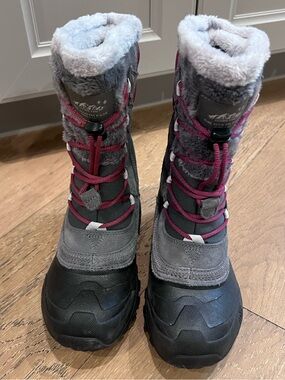 The North Face Kids Gray and Pink Insulated Snow Boots